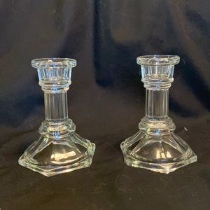 Pair of Glass Candleholders